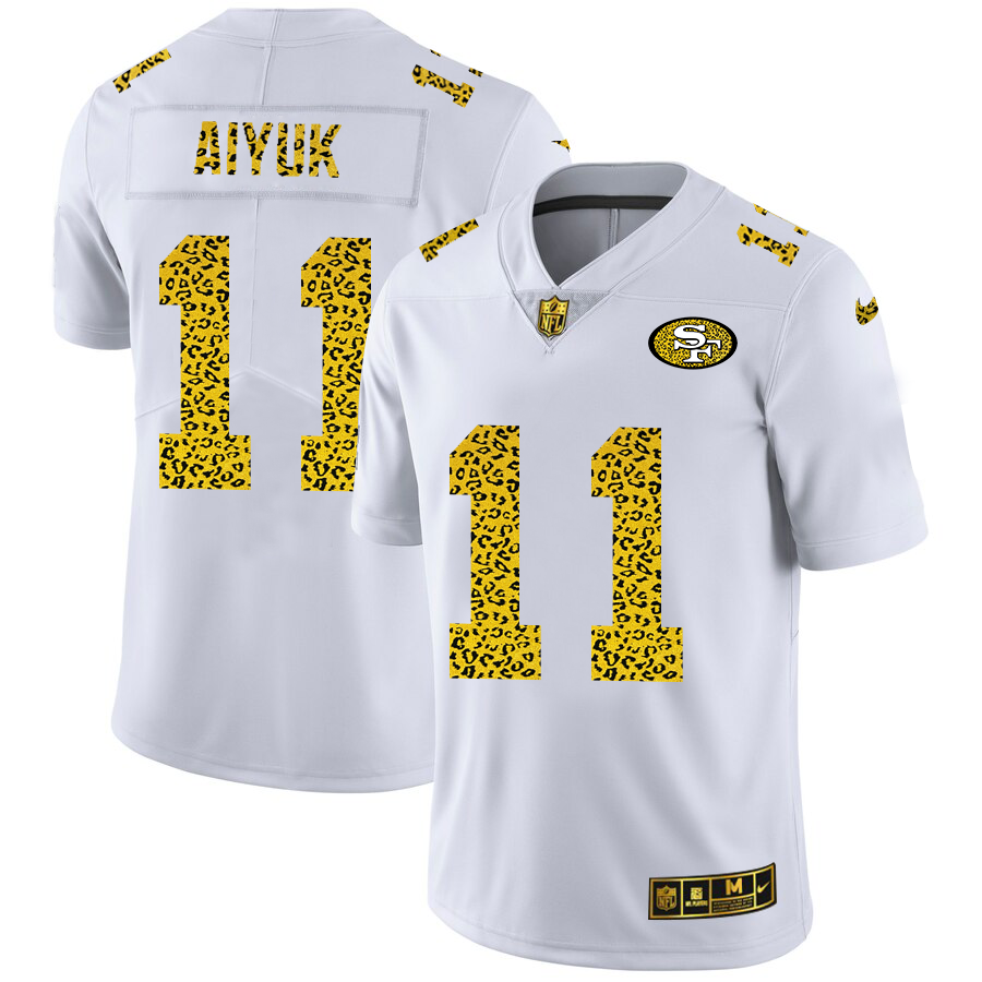 San Francisco 49ers #11 Brandon Aiyuk Men Nike Flocked Leopard Print Vapor Limited NFL Jersey White->san francisco 49ers->NFL Jersey